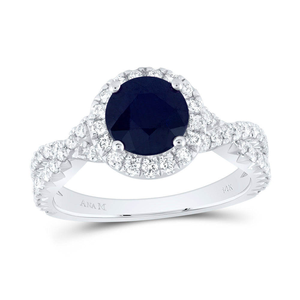 3/4CTW-DIA ANA M 7MM-RD-BS NAT GEM SINGLE HALO ENGAGEMENT RING 7 Daisy Joyeria