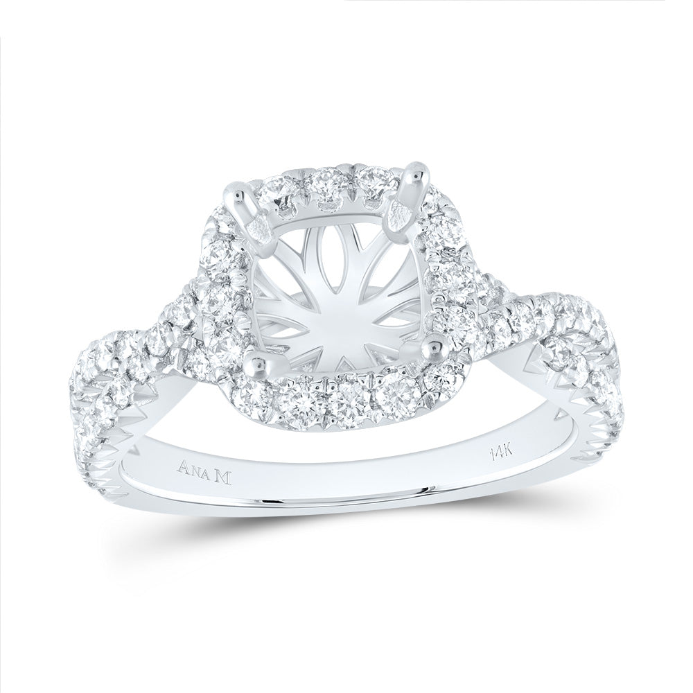 3/4CTW-DIA ANA M 2CT-CCU SEMI-MOUNT SINGLE HALO ENGAGEMENT RING 7 Daisy Joyeria