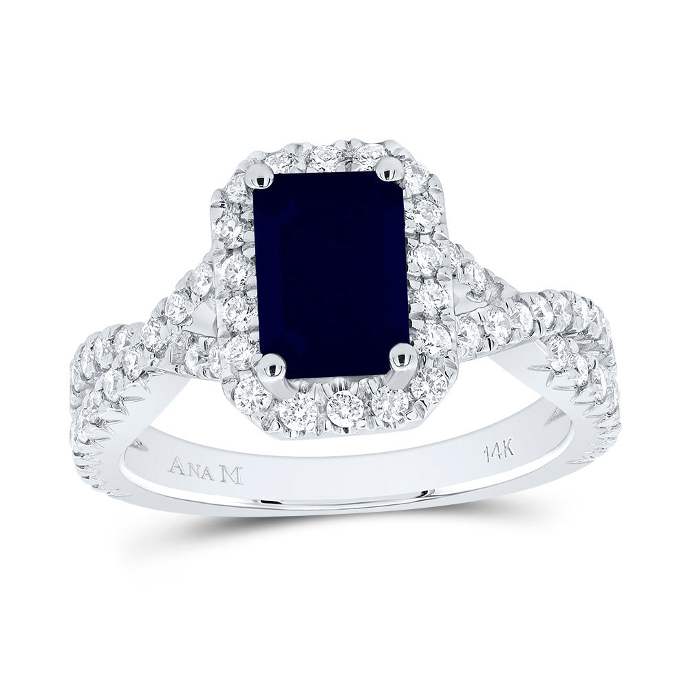 3/4CTW-DIA ANA M 8X5.5MM-OCT-BS NAT GEM SINGLE HALO ENGAGEMENT RING 7 Daisy Joyeria