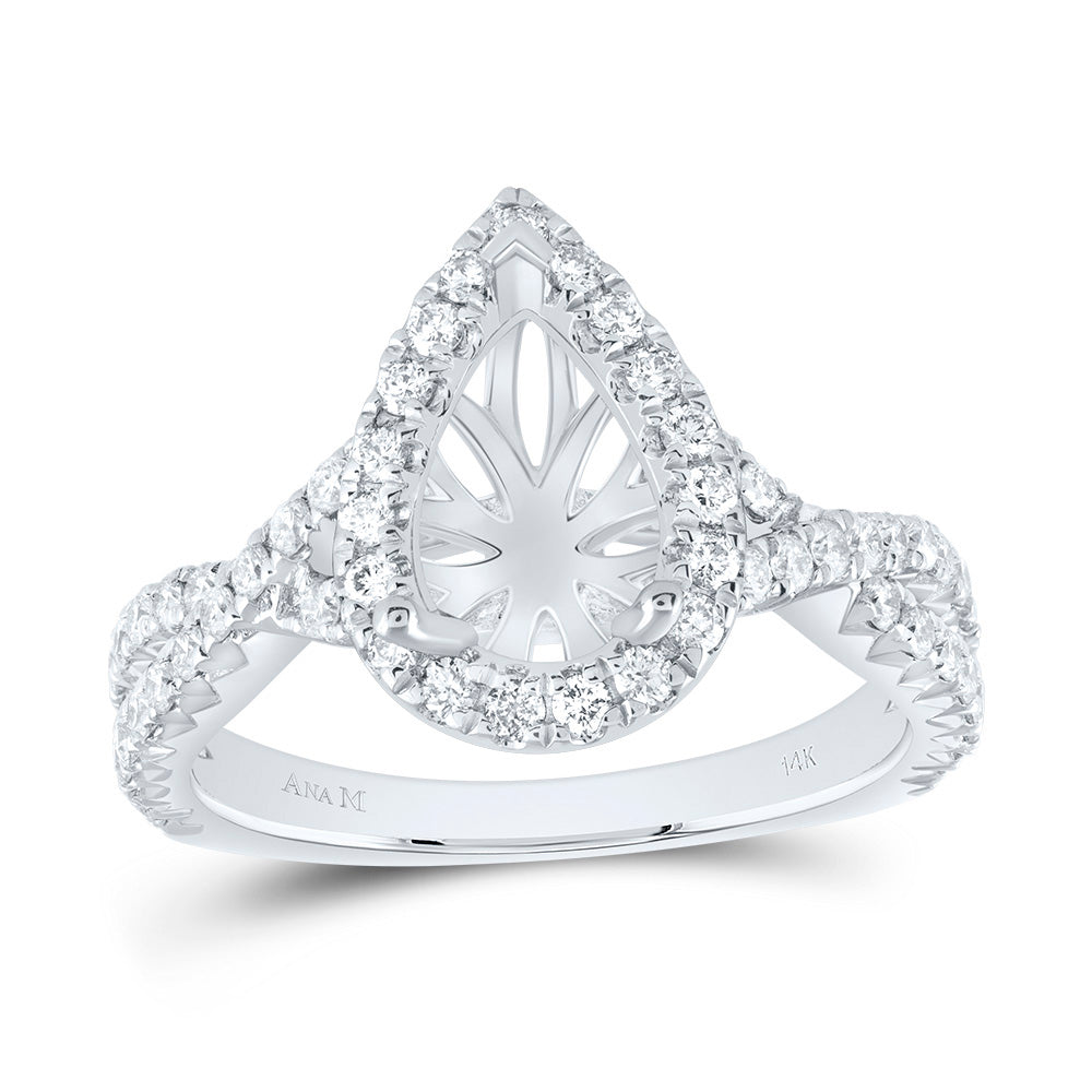 3/4CTW-DIA ANA M 1 3/4CT-CPS SEMI-MOUNT SINGLE HALO ENGAGEMENT RING 7 Daisy Joyeria