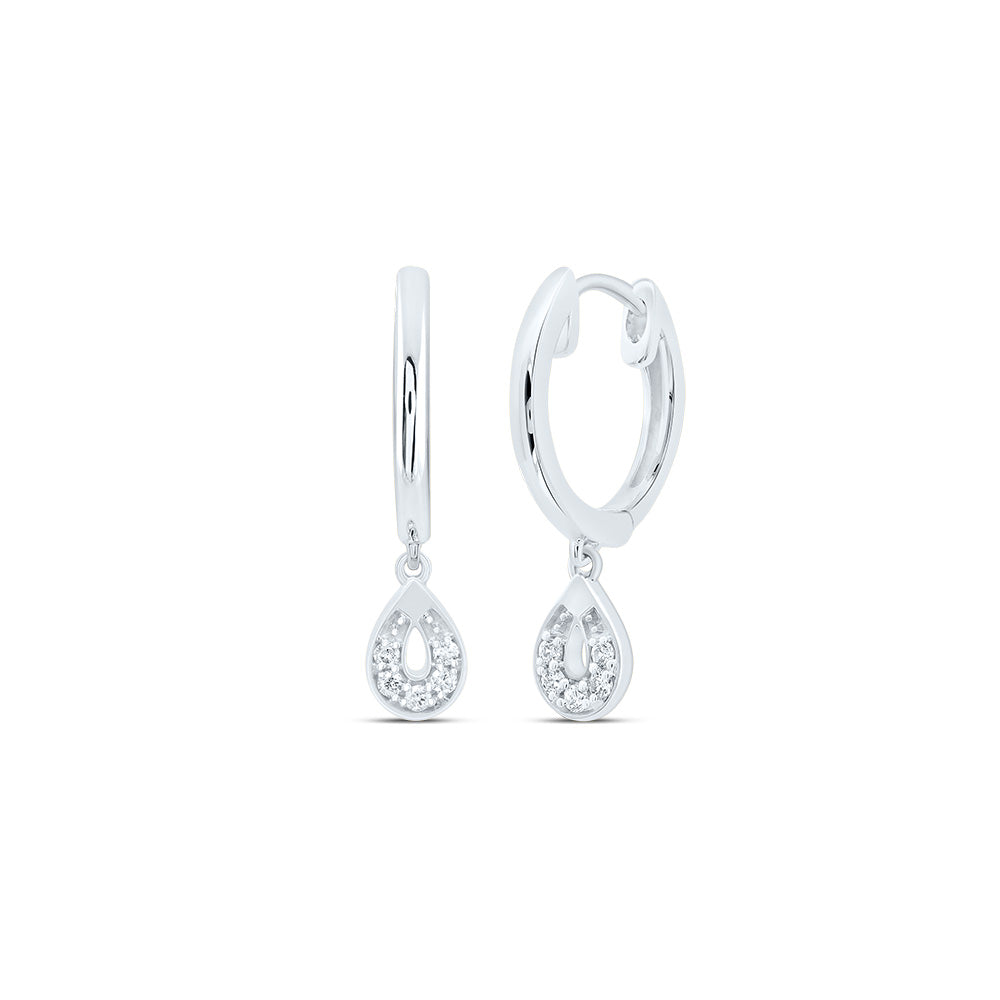 1/12CTW-DIA NK PEAR DANGLING HOOPS EARRING Daisy Joyeria