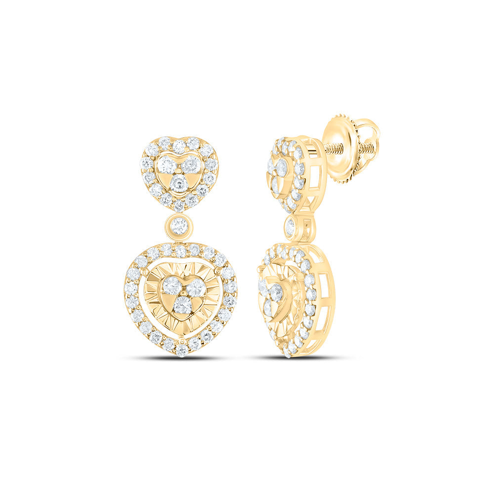 1/2CTW-NAT DIA CN FASHION HEART DANGLING EARRING Daisy Joyeria