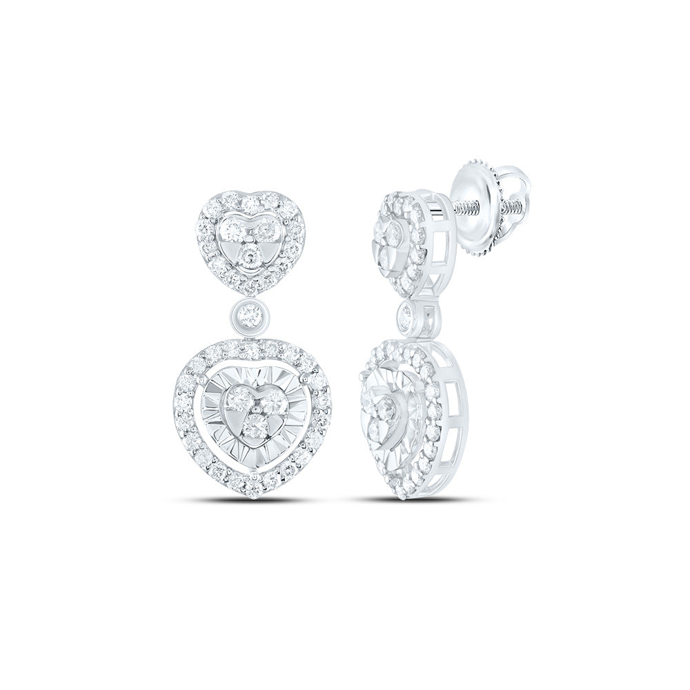 1/2CTW-NAT DIA CN FASHION HEART DANGLING EARRING Daisy Joyeria