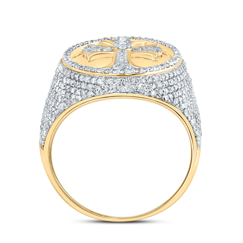 1 7/8CTW-DIA NK CROME CROSS MENS RING 10 Daisy Joyeria