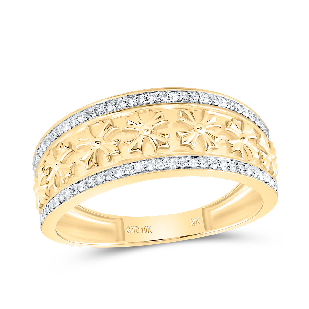 1/4CTW-DIA NK CROME CROSS MENS RING 10 Daisy Joyeria