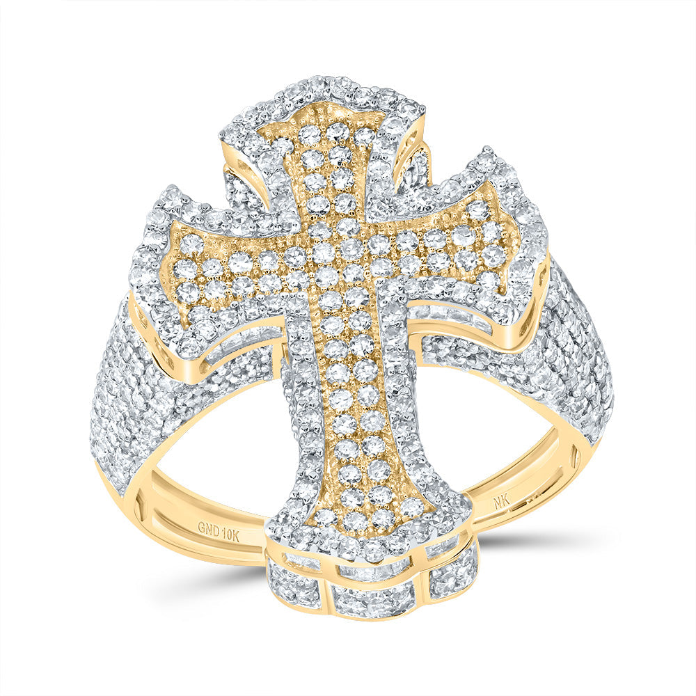 2 5/8CTW-DIA NK CROME CROSS MENS RING 10 Daisy Joyeria