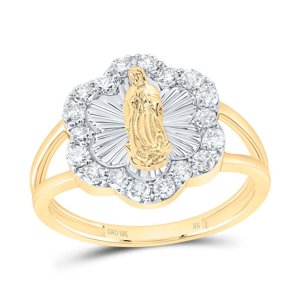 1/2CTW-DIA NK FASHION VIRGIN MOTHER MARY FLOWER LADIES RING 7 Daisy Joyeria