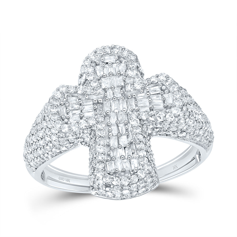 1 7/8CTW-DIA NK CROME CROSS MENS RING 10 Daisy Joyeria