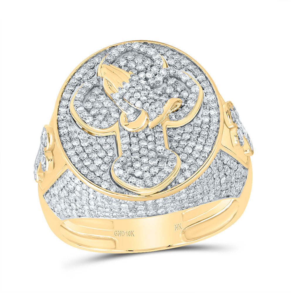 1 7/8CTW-DIA NK CROSS MENS RING 10 Daisy Joyeria