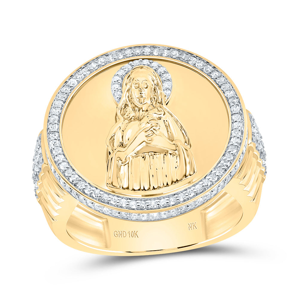 5/8CTW-DIA NK VIRGIN MOTHER MARY ROUND MENS RING 10 Daisy Joyeria