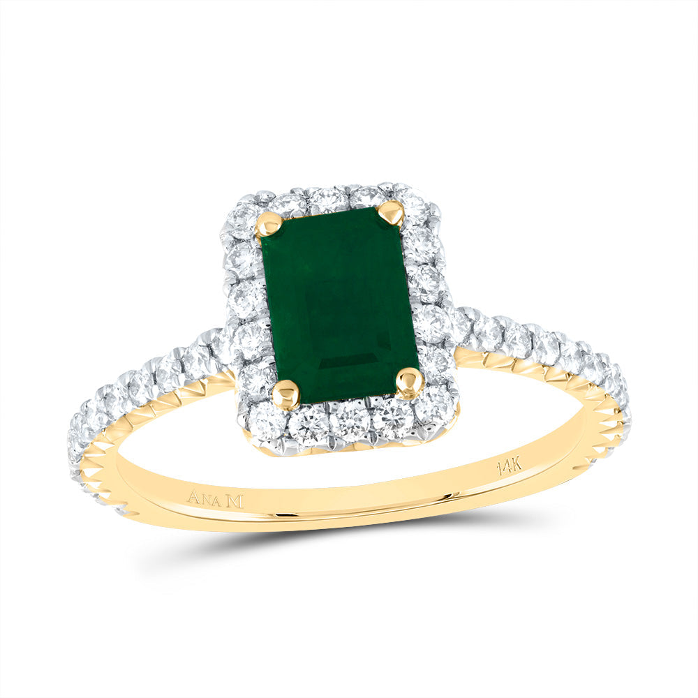 1/2CTW-DIA ANA M 7X5MM-OCT-EM NAT GEM SINGLE HALO ENGAGEMENT RING 7 Daisy Joyeria