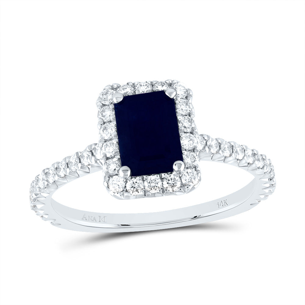 1/2CTW-NAT DIA ANA M 7X5MM-OCT-BS NAT GEM SINGLE HALO ENGAGEMENT RING Daisy Joyeria