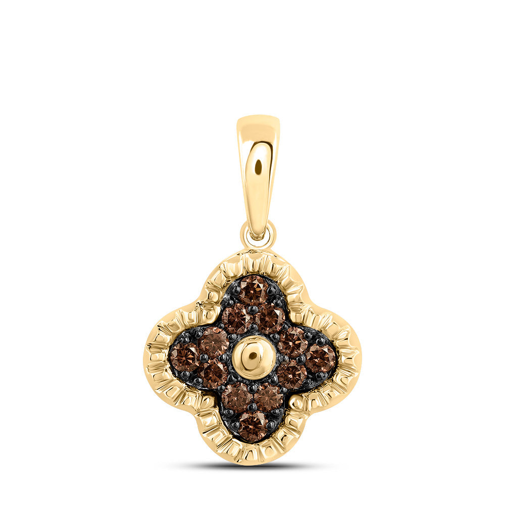 1/5CTW-DIA COGNAC NATURAL GIFT CLOVER PENDANT Daisy Joyeria