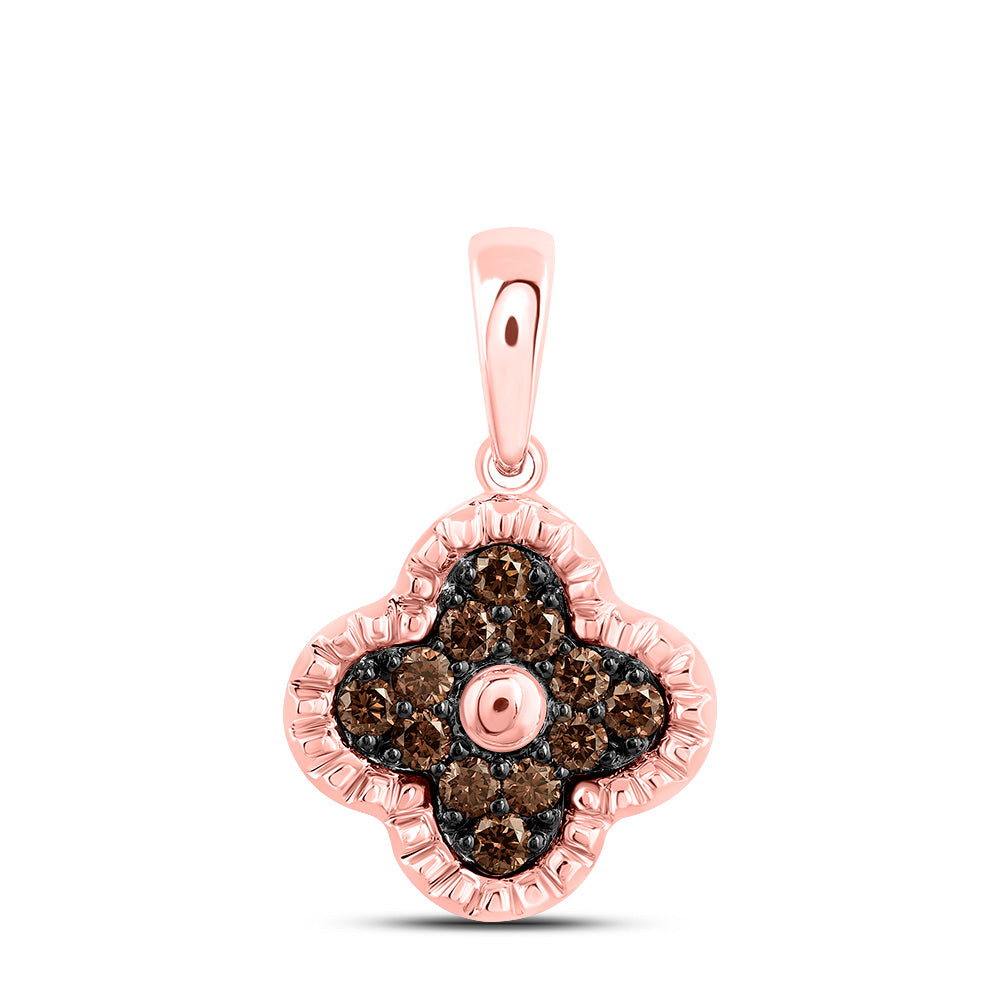 1/5CTW-DIA COGNAC NATURAL GIFT CLOVER PENDANT Daisy Joyeria