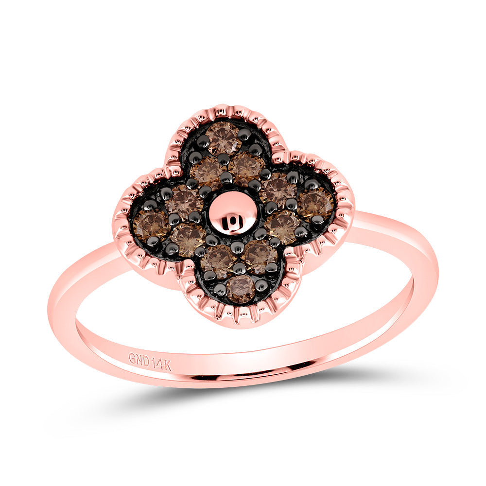 1/3CTW-NAT DIA COGNAC NATURAL GIFT CLOVER RING 7 Daisy Joyeria