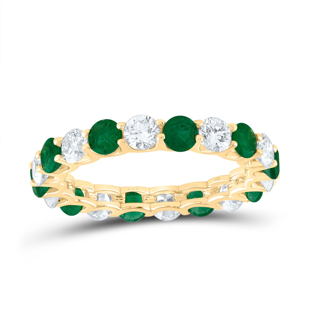 1 1/2CTW-DIA ANA M 1 3/8CTW-RD-EM NAT GEM RING 7 Daisy Joyeria