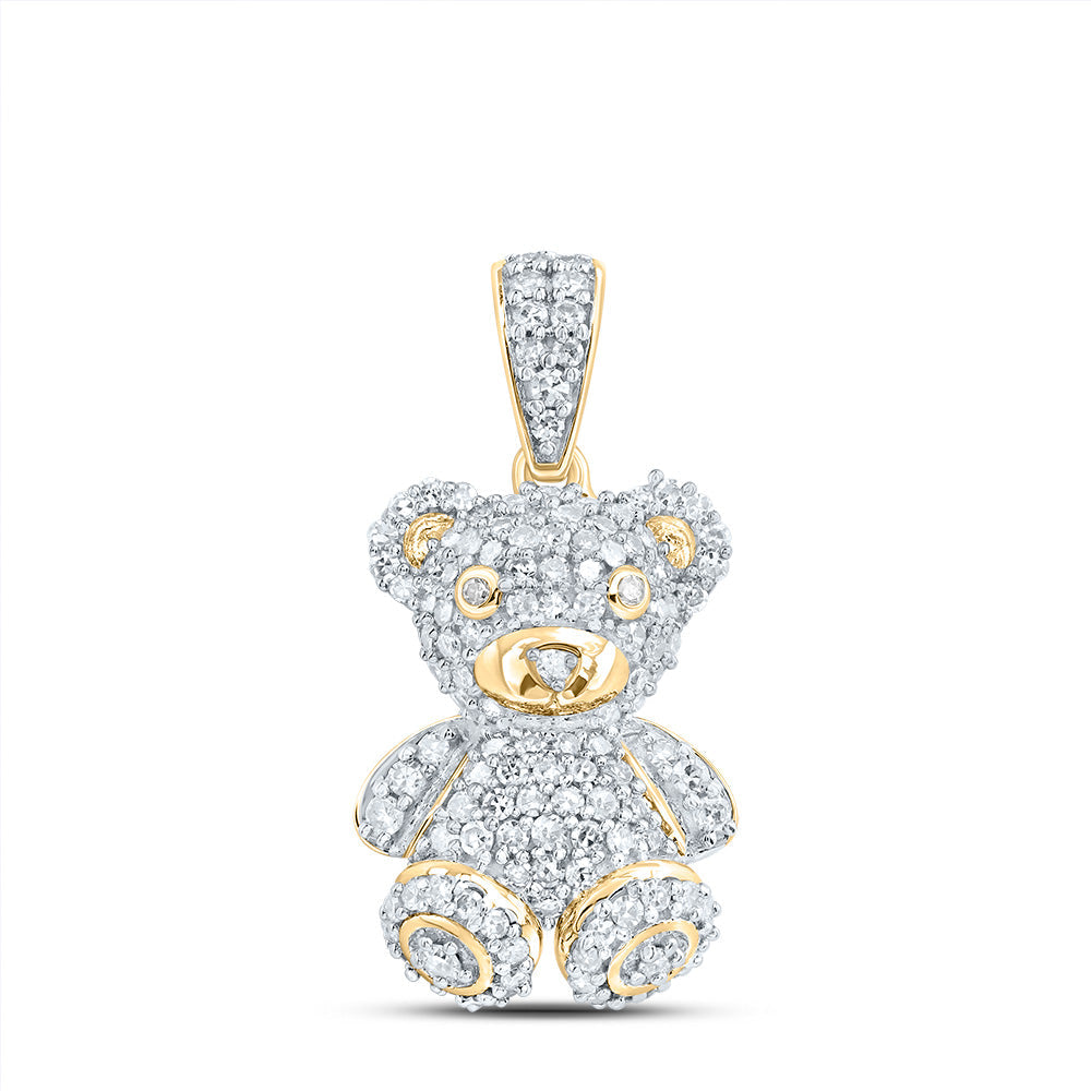 3/8CTW-DIA NK FASHION TEDDY BEAR PENDANT Daisy Joyeria