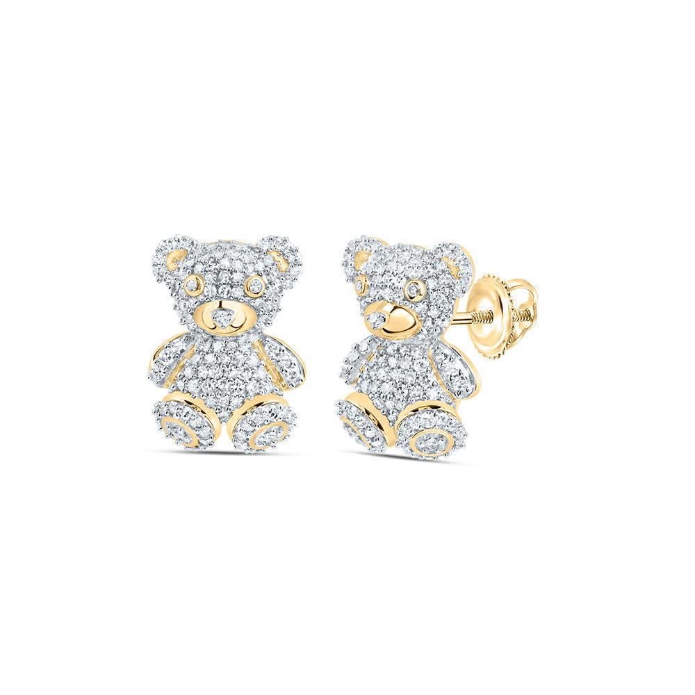 3/4CTW-DIA NK FASHION TEDDY BEAR STUD EARRING Daisy Joyeria