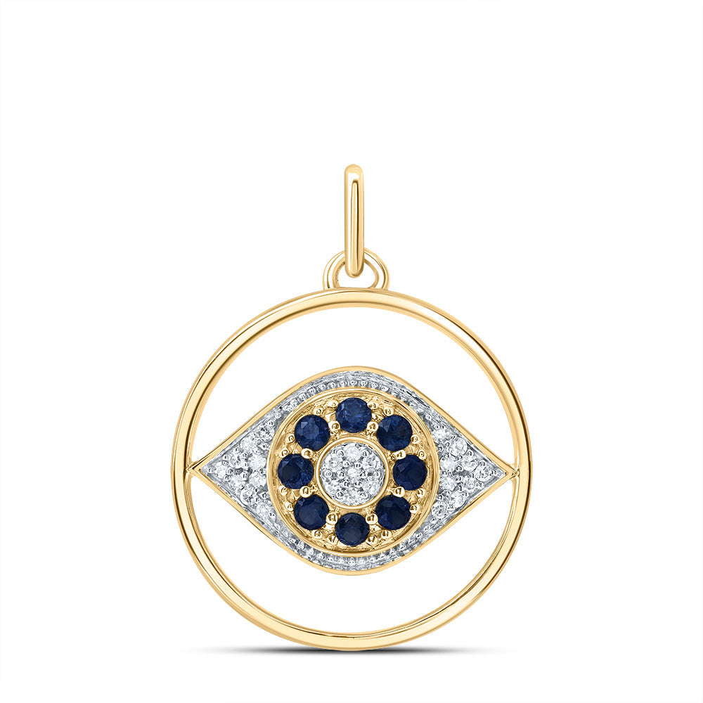1/10 CTW-DIA CN 1/3CTW-RD-BS NAT GEM EVIL EYE ROUND PENDANT Daisy Joyeria