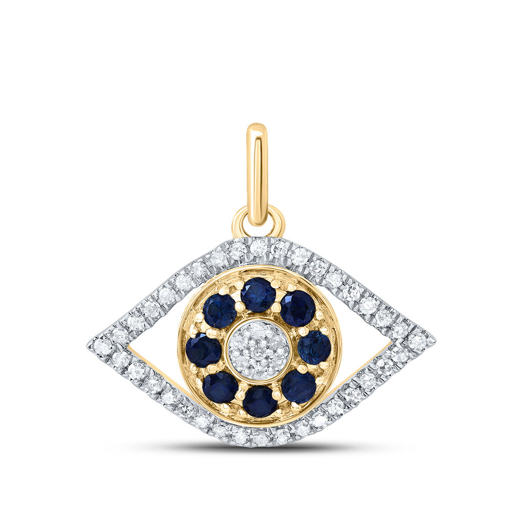 1/6 CTW-DIA CN 1/3CTW-RD-BS NAT GEM EVIL EYE PENDANT Daisy Joyeria