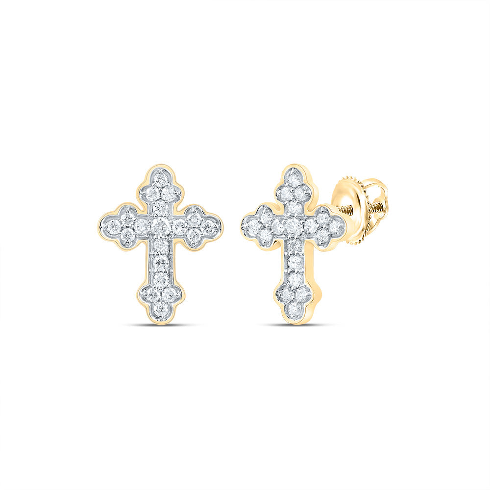 1/5CTW-DIA CN GIFT CROSS STUD EARRING Daisy Joyeria