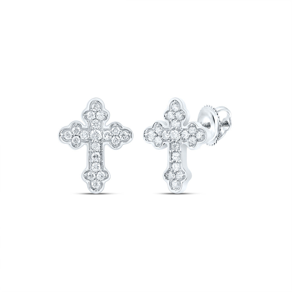 1/5CTW-DIA CN GIFT CROSS STUD EARRING Daisy Joyeria