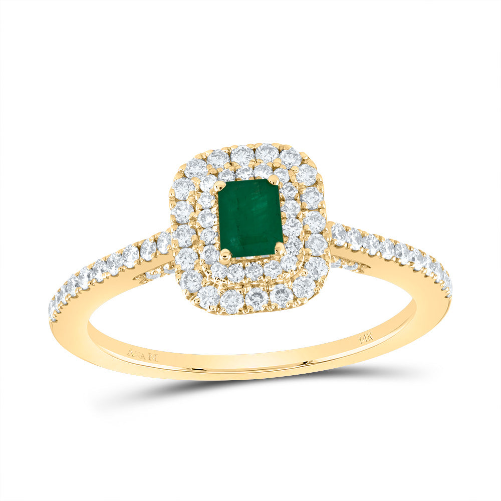 1/2CTW-DIA ANA M 4.2*3.2MM EM-EM NAT GEM EMERALD RING 7 Daisy Joyeria