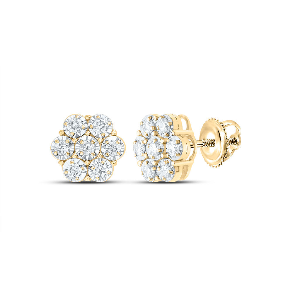 1/2CTW-DIA CN FLOWER STUD EARRING Daisy Joyeria