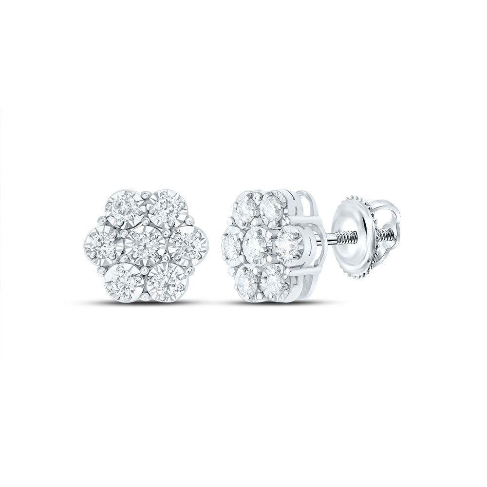 1/2CTW-DIA CN FLOWER STUD EARRING Daisy Joyeria