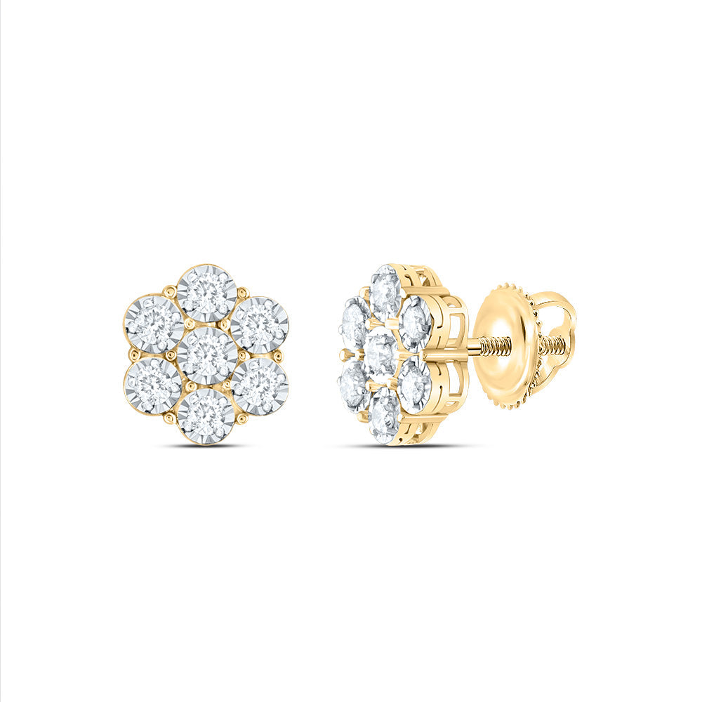 3/4CTW-DIA CN FLOWER STUD EARRING Daisy Joyeria