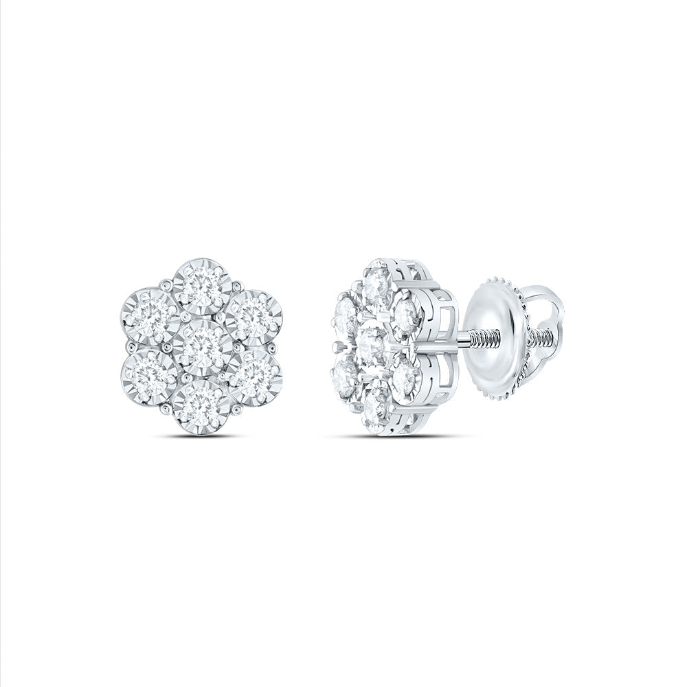 3/4CTW-DIA CN FLOWER STUD EARRING Daisy Joyeria