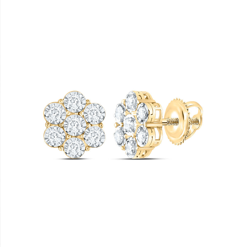 7/8CTW-DIA CN FLOWER STUD EARRING Daisy Joyeria