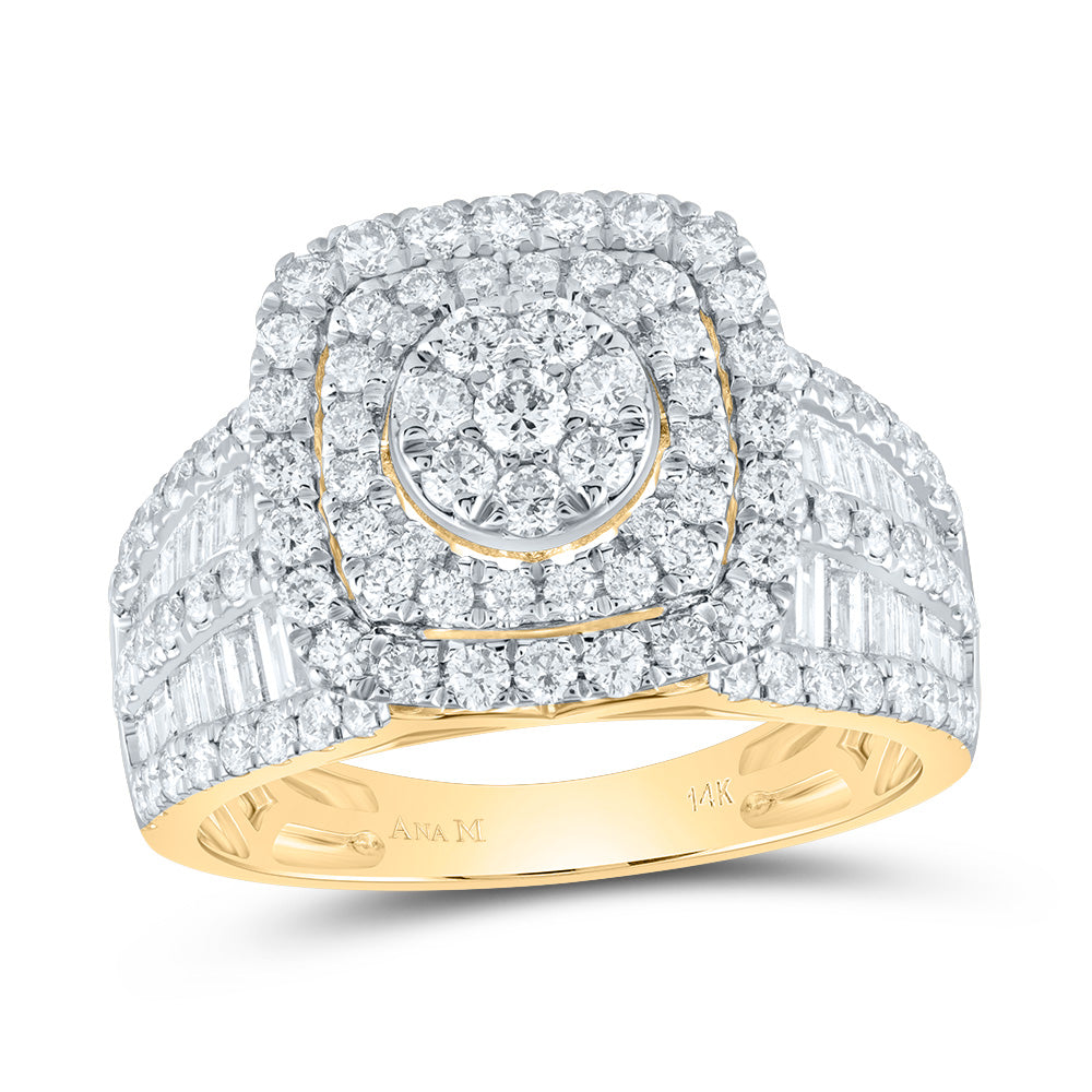 1 3/4CTW-DIA ANA M CUSHION DOUBLE HALO BRIDAL RING 7 Daisy Joyeria