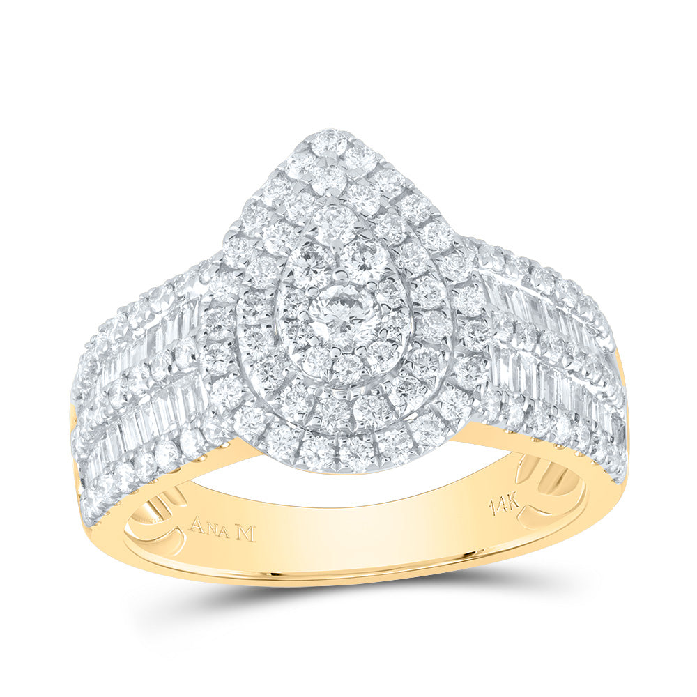 1 3/8CTW-DIA ANA M PEAR DOUBLE HALO BRIDAL RING 7 Daisy Joyeria