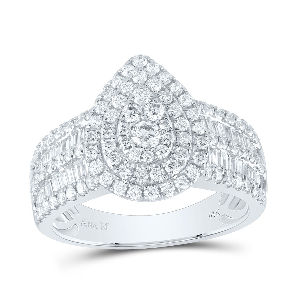 1 3/8CTW-DIA ANA M PEAR DOUBLE HALO BRIDAL RING 7 Daisy Joyeria
