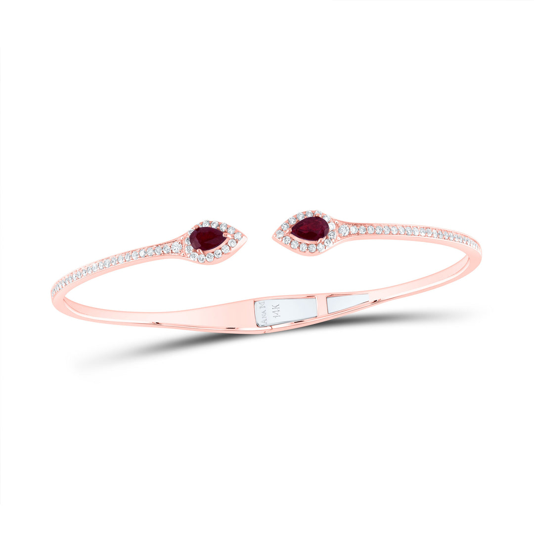 5/8CTW-DIA ANA M 3/8CTW PS-RU NAT GEM PEAR BANGLE Daisy Joyeria