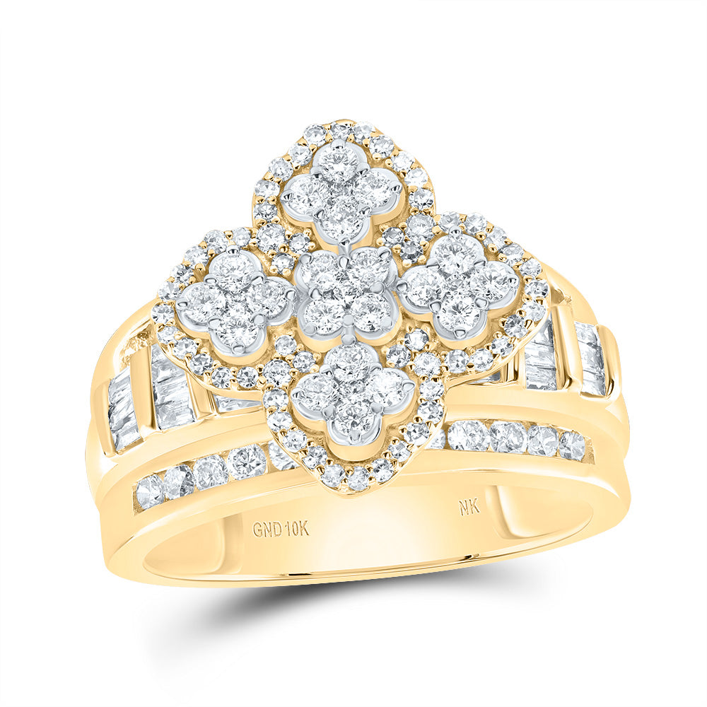 1 CTW-NAT DIA NK FASHION CLOVER RING 7 Daisy Joyeria