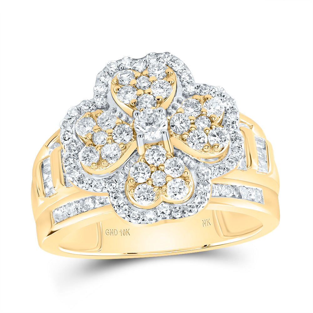 1 3/8CTW-DIA NK FASHION HEART CLOVER RING 7 Daisy Joyeria