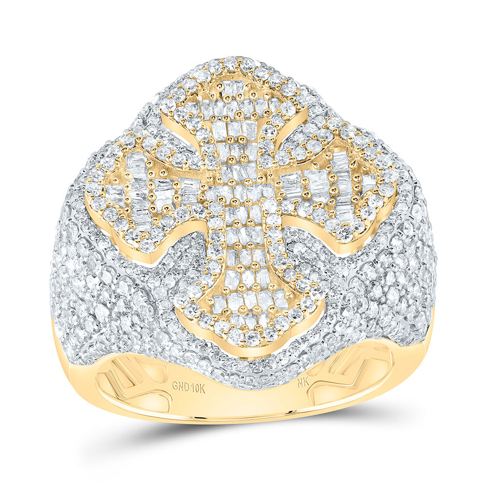 3 CTW-DIA NK CROSS MENS RING 10 Daisy Joyeria