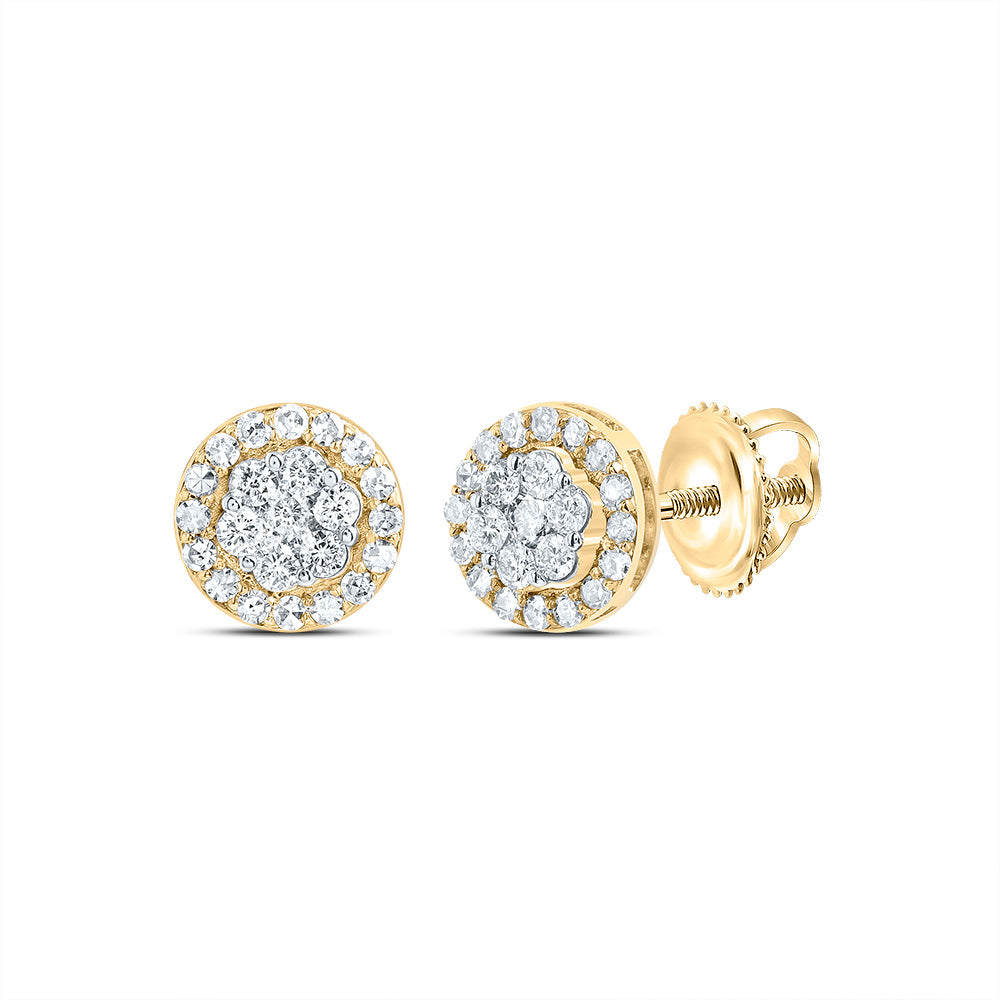 1/2CTW DIA NK ROUND FLOWER STUD EARRING Daisy Joyeria