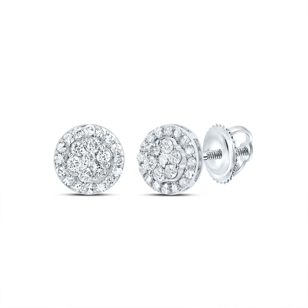 1/2CTW DIA NK ROUND FLOWER STUD EARRING Daisy Joyeria