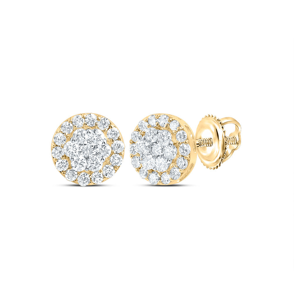 1CTW DIA NK ROUND FLOWER STUD EARRING Daisy Joyeria