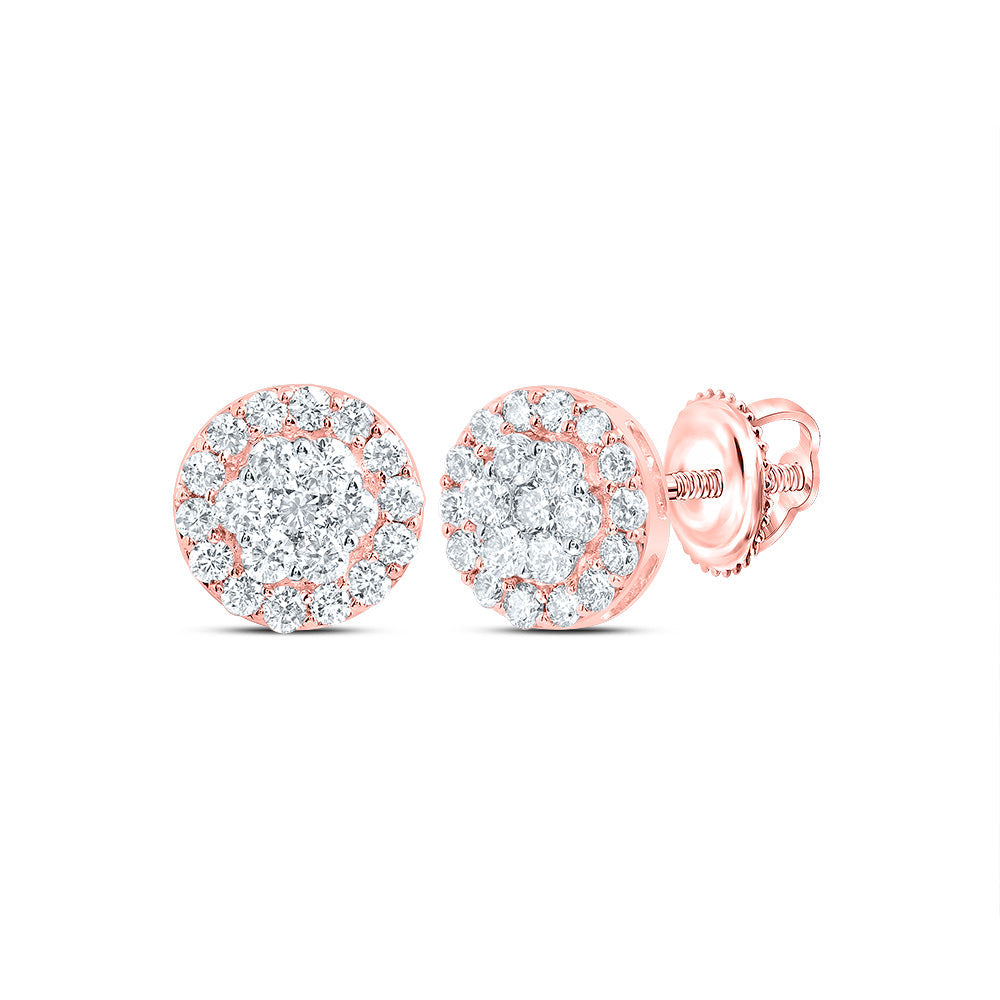 1CTW DIA NK ROUND FLOWER STUD EARRING Daisy Joyeria