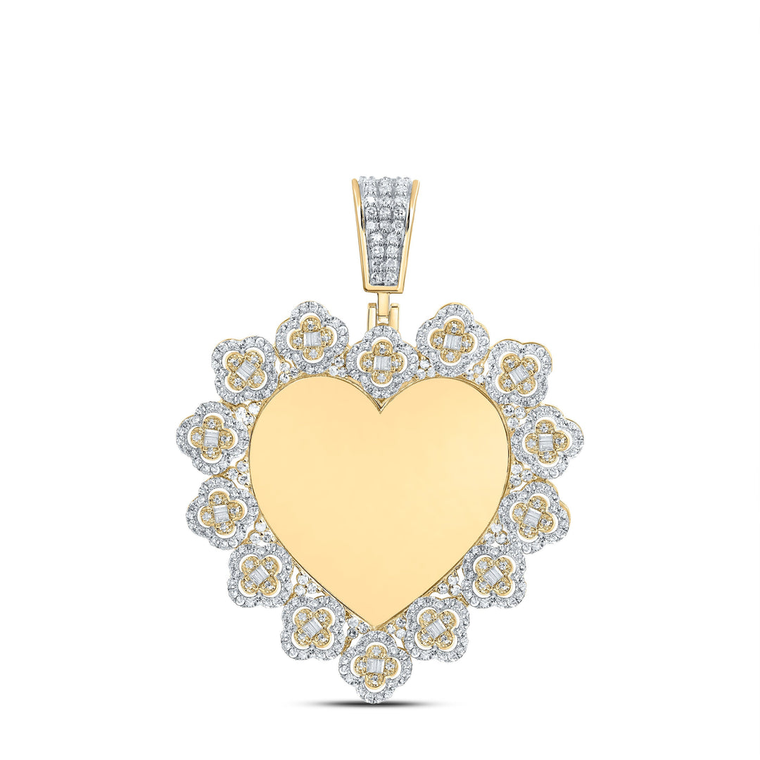 1 1/2CTW-NAT DIA NK FANUK MEMORY HEART CLOVER MENS CHARM Daisy Joyeria