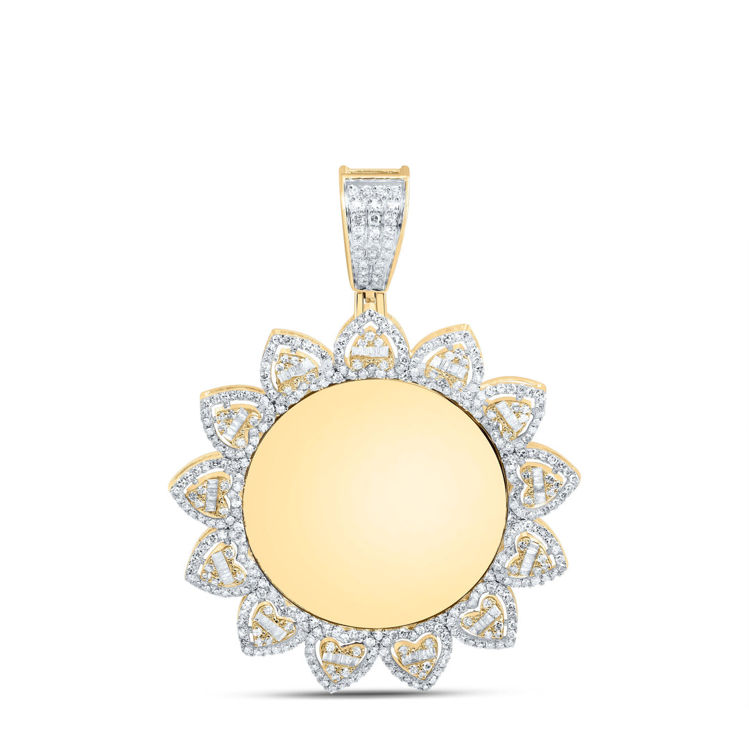 1 3/8CTW-NAT DIA NK FANUK MEMORY HEART ROUND MENS CHARM Daisy Joyeria