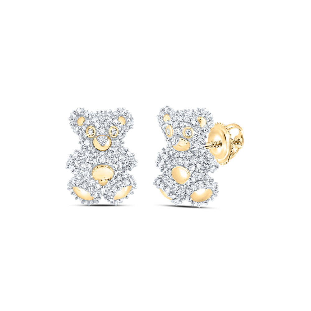 3/4CTW-DIA NK FASHION TEDDY BEAR STUD EARRING Daisy Joyeria