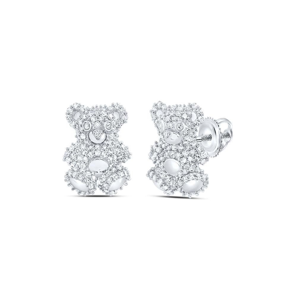 3/4CTW-DIA NK FASHION TEDDY BEAR STUD EARRING Daisy Joyeria