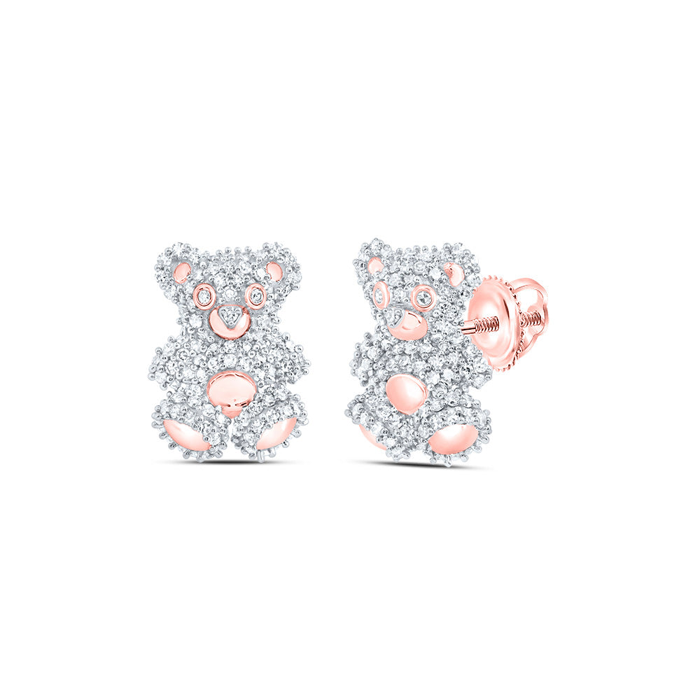 3/4CTW-DIA NK FASHION TEDDY BEAR STUD EARRING Daisy Joyeria