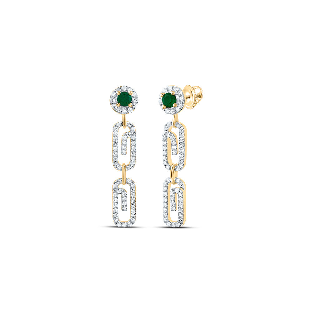 1/2CTW-NAT DIA CN 3MM RD-EM NAT GEM PAPER CLIP DANGLING EARRING Daisy Joyeria