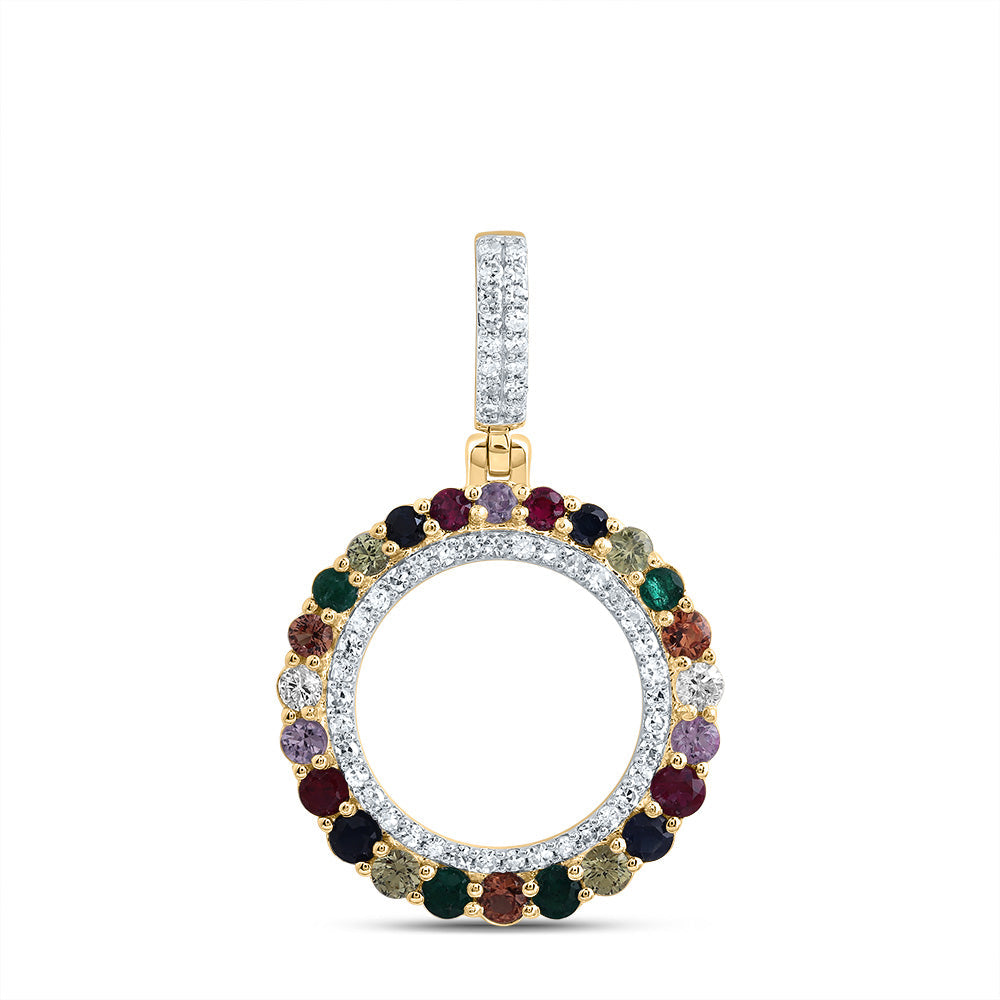 1/5CTW-NAT DIA CN 1/2CTW RD-NAT GEM MULTI CLR SAPPHIRE ROUND PENDANT Daisy Joyeria